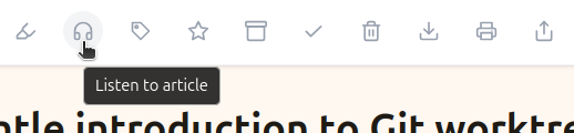 The headphones icon next in the article toolbar