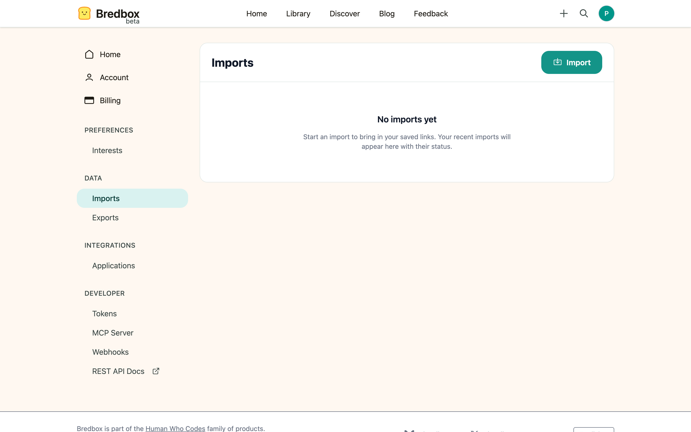 The Imports settings panel with a file chosen and an import summary.